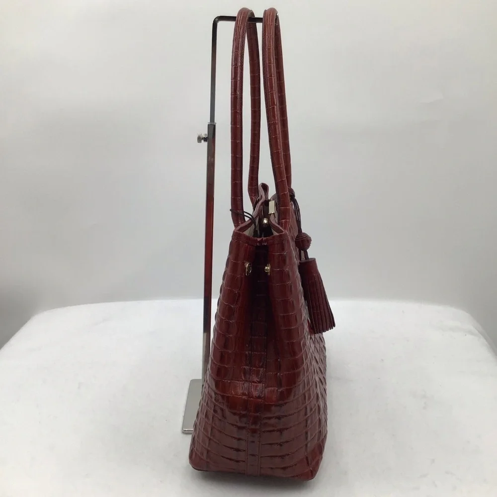 Brahmin Brown Crocodile-Embossed  Any Time Tote Bag with Tassle